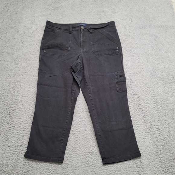 Bandolino Pants Womens 14 Black Selene Capri‎ Patch Pockets Casual Flat Front - Picture 1 of 13
